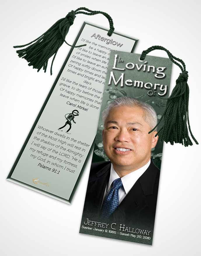 Funeral Bookmark Template Emerald Water Lover