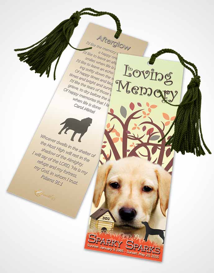 Funeral Bookmark Template Eternal Doggy Heaven