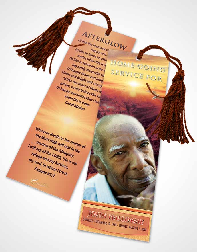 Funeral Bookmark Template Evening Canyon Escape
