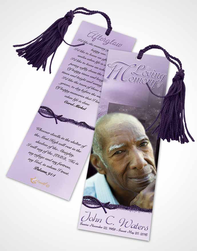 Funeral Bookmark Template Evening Cross Lavender Honor