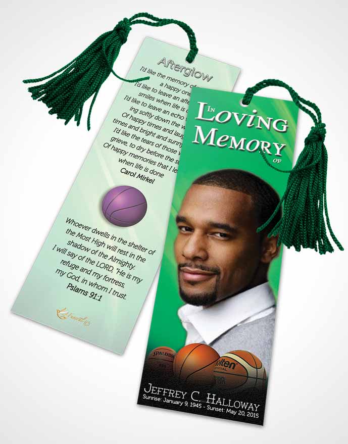 Funeral Bookmark Template Forest Basketball Lover Light