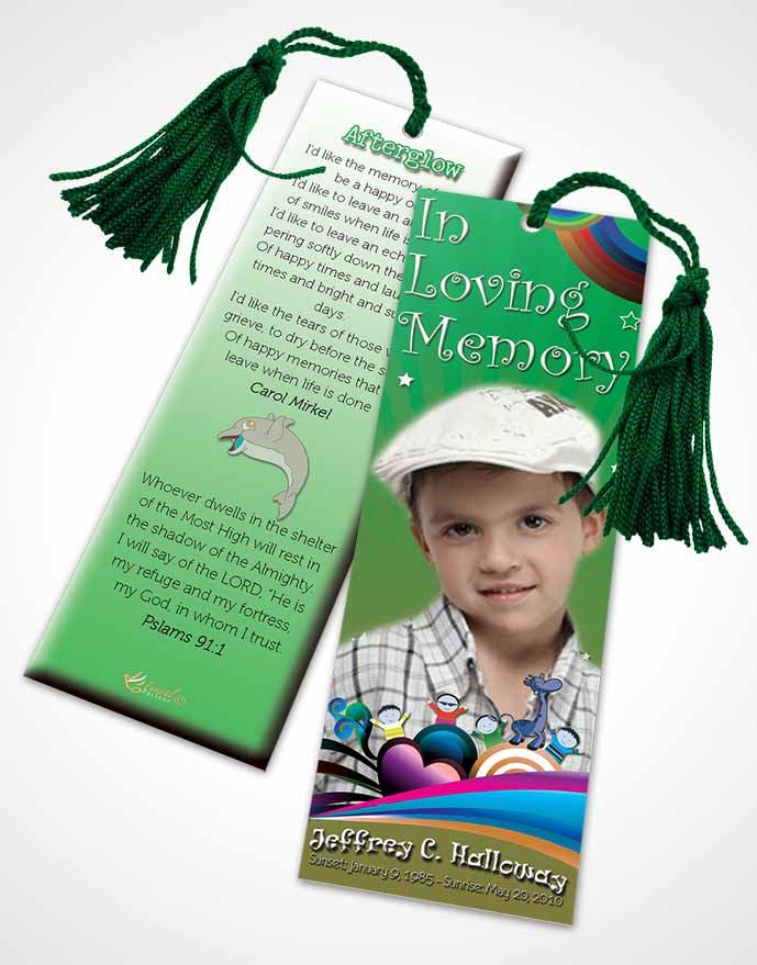 Funeral Bookmark Template Forest Laughter Childs Journey