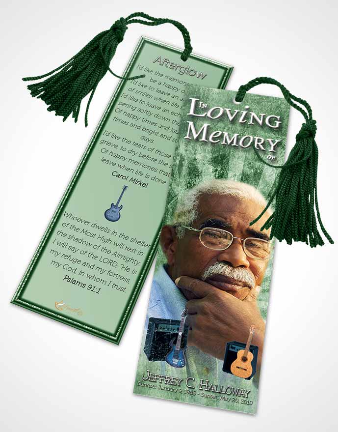 Funeral Bookmark Template Forest Musician