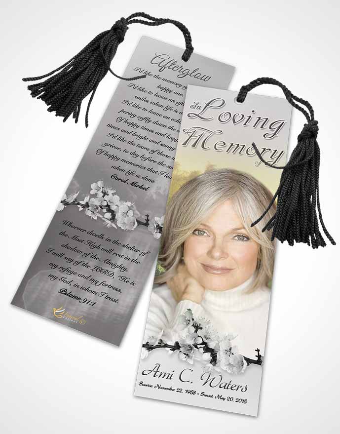 Funeral Bookmark Template Forest River Black and White