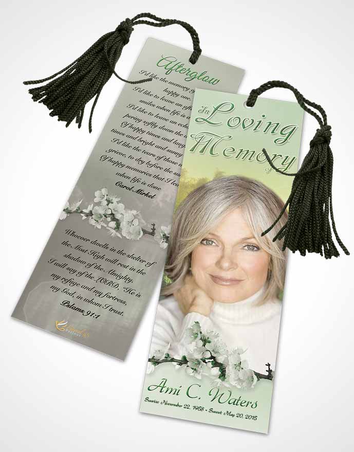 Funeral Bookmark Template Forest River Emerald Glow
