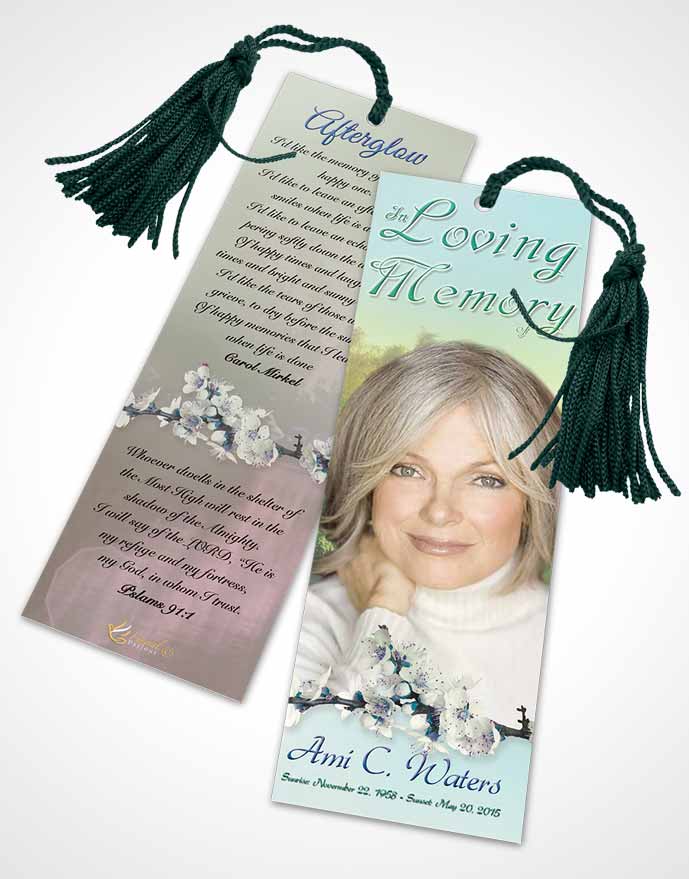 Funeral Bookmark Template Forest River Evening Peace