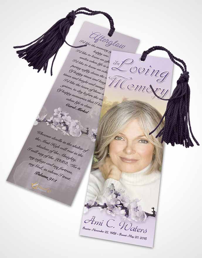 Funeral Bookmark Template Forest River Lavender Honor