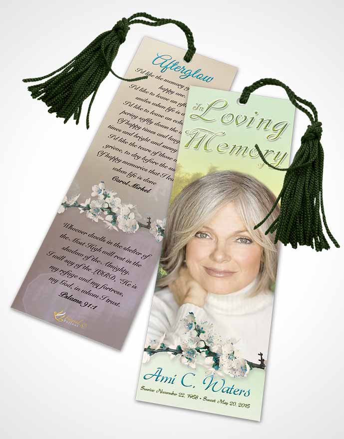 Funeral Bookmark Template Forest River Morning Calm