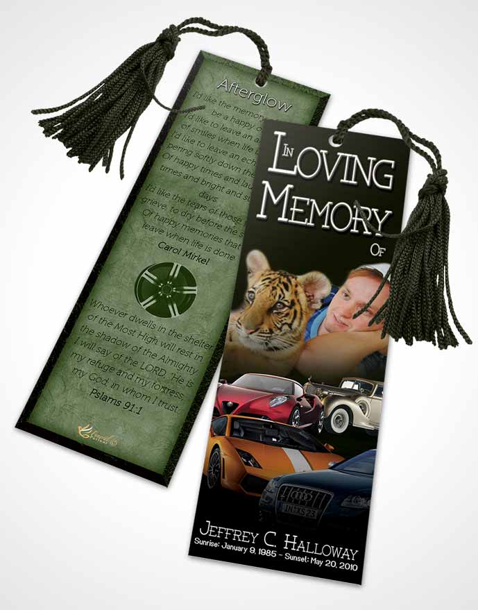 Funeral Bookmark Template Forest Smile Car Enthusiast