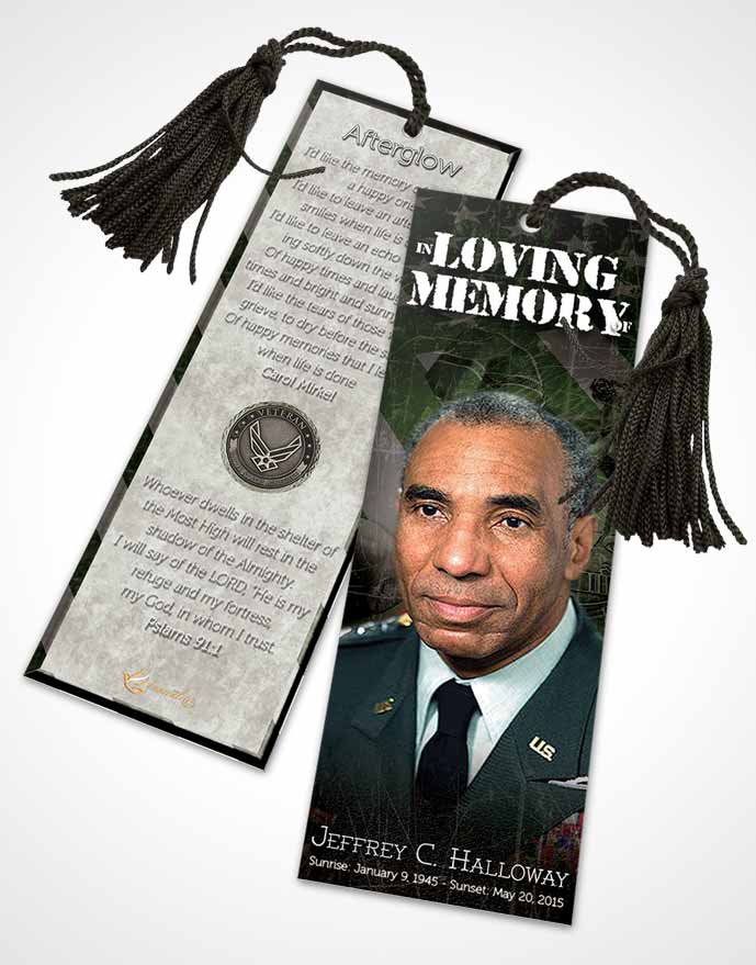 Funeral Bookmark Template Forest Veterans Salute