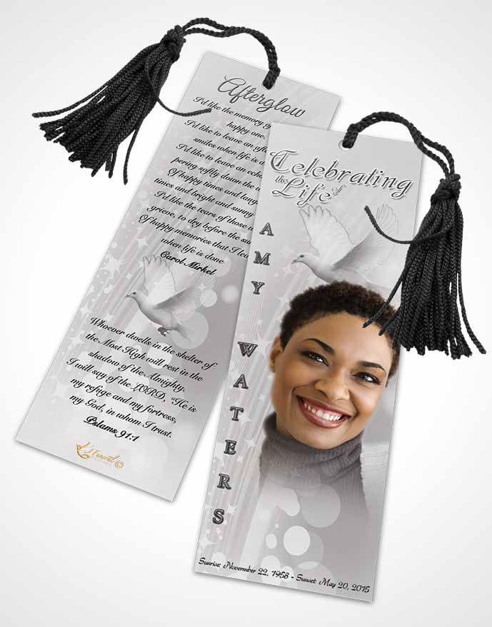 Funeral Bookmark Template Free Spirit Black and White