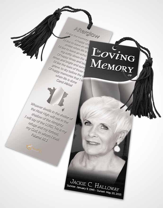 Funeral Bookmark Template French Black and White Mist