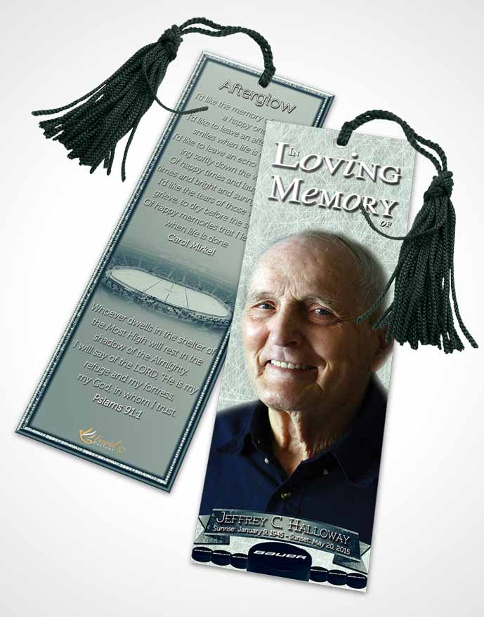 Funeral Bookmark Template Gentle Tide Hockey Star