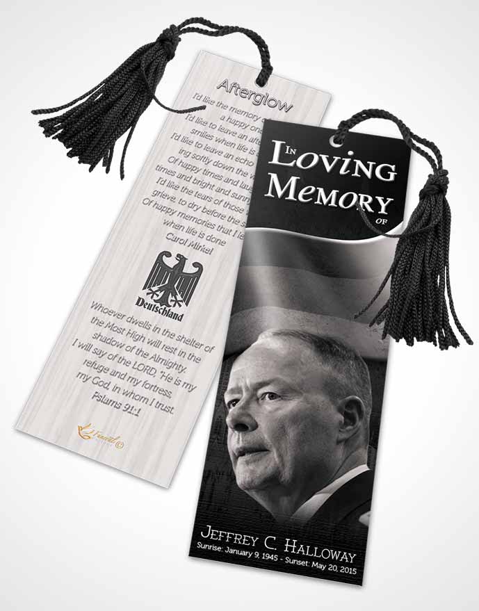 Funeral Bookmark Template German Black and White Honor