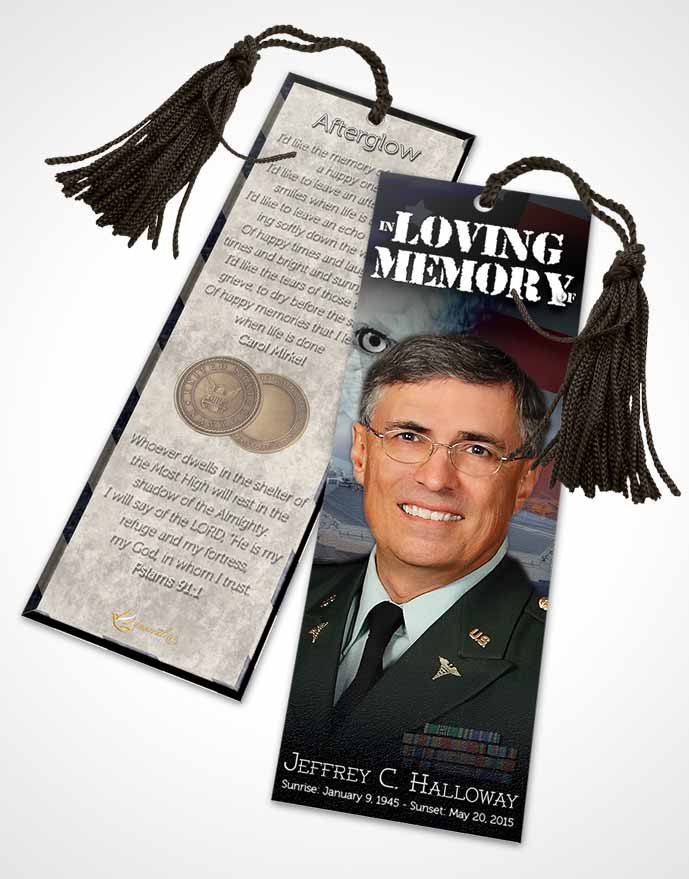 Funeral Bookmark Template Going Home Navy Salute