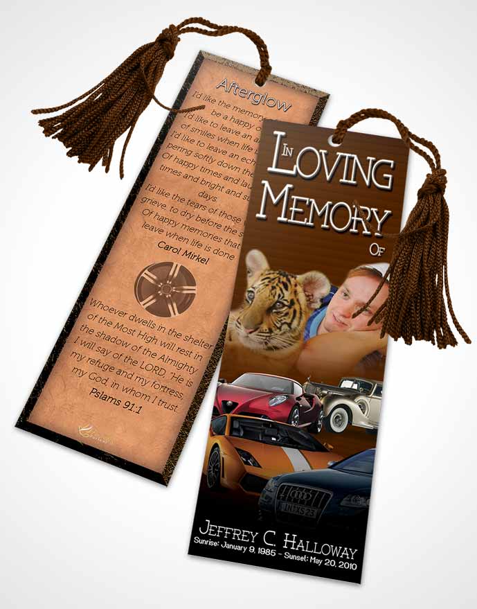 Funeral Bookmark Template Golden Breeze Car Enthusiast