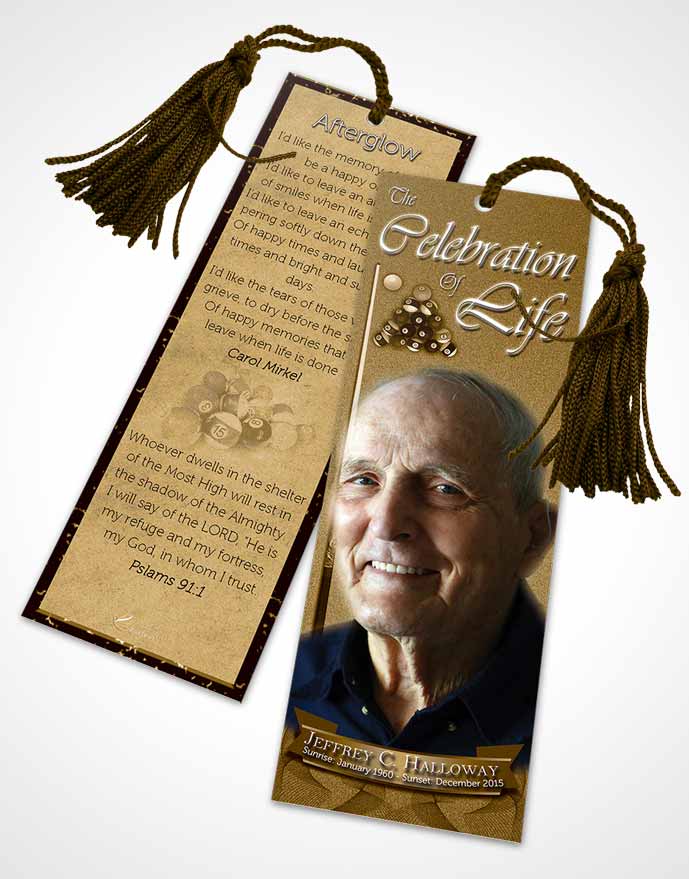 Funeral Bookmark Template Golden Canyon Billiards Desire