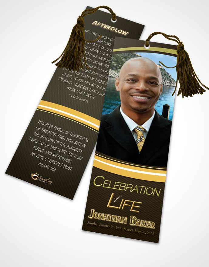 Funeral Bookmark Template Golden Canyon Journey