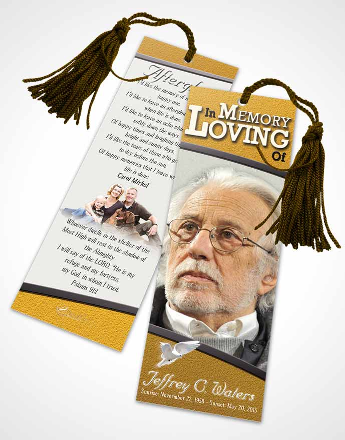 Funeral Bookmark Template Golden Clarity