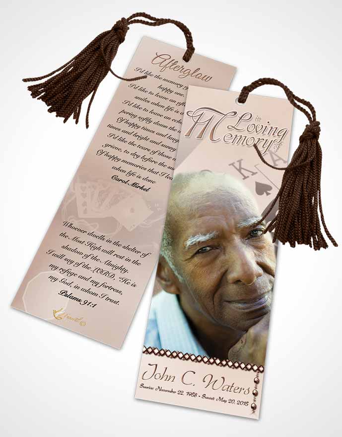 Funeral Bookmark Template Golden Double Down