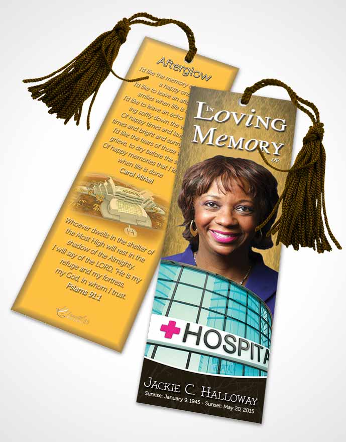 Funeral Bookmark Template Golden Nurse