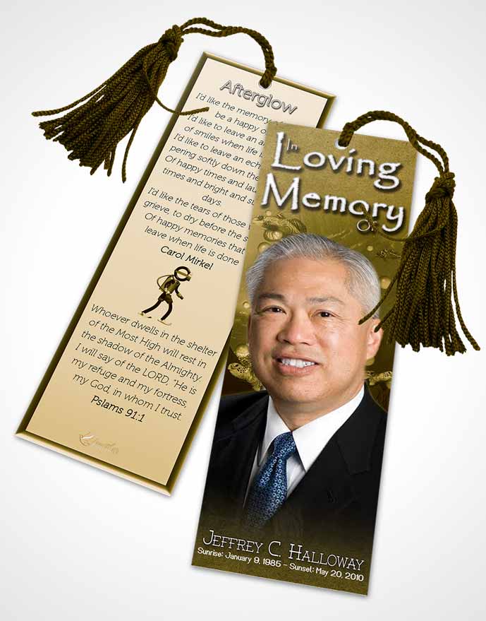 Funeral Bookmark Template Golden Water Lover