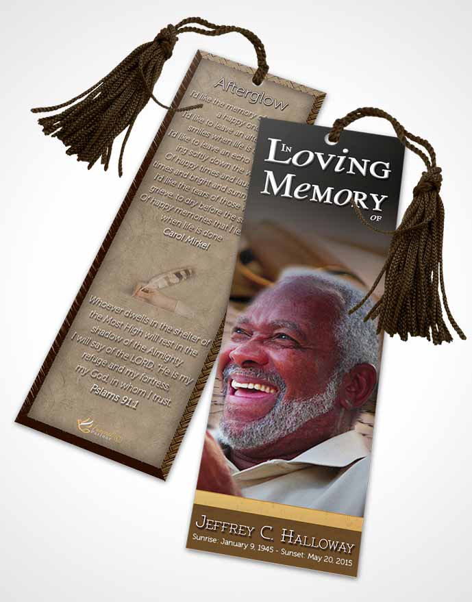 Funeral Bookmark Template Golden Writer