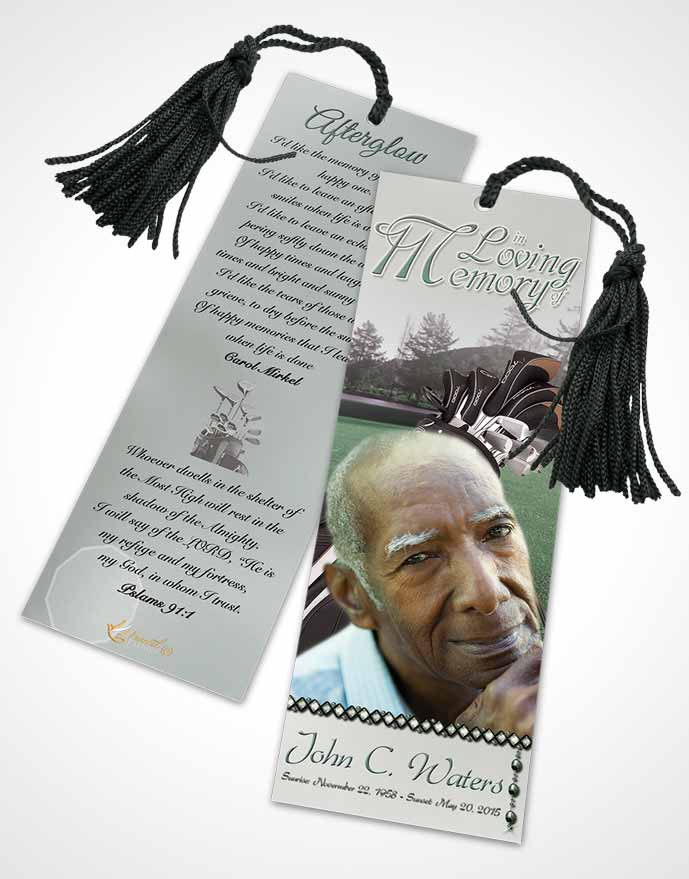 Funeral Bookmark Template Golfing Day Autumn Sky