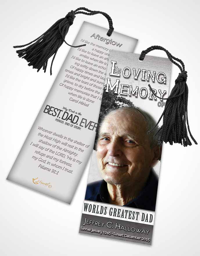 Funeral Bookmark Template Greatest Dad Black and White