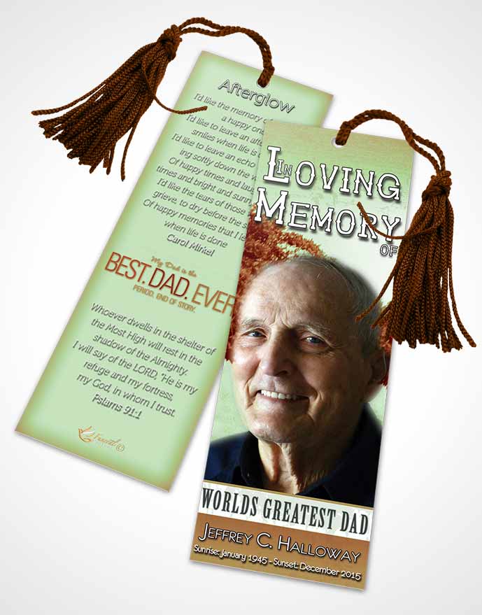 Funeral Bookmark Template Greatest Dad Emerald Bliss