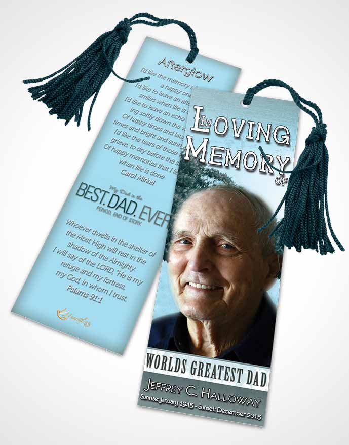 Funeral Bookmark Template Greatest Dad Sky Freedom