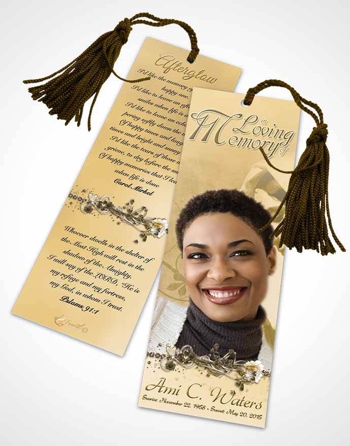 Funeral Bookmark Template Hail Mary Golden Heritage