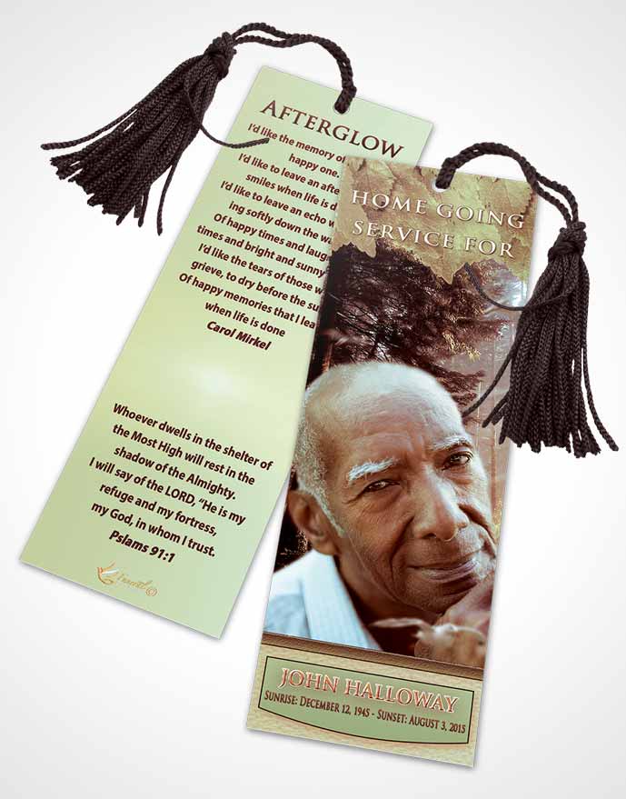 Funeral Bookmark Template Harmony Forest Laughter