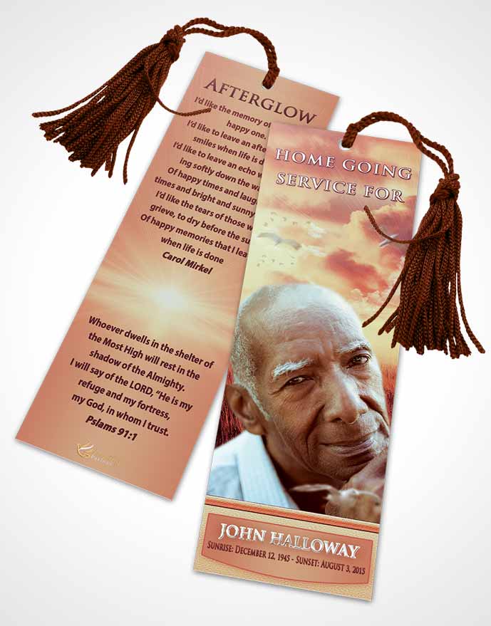 Funeral Bookmark Template Harmony Sparkling Sky