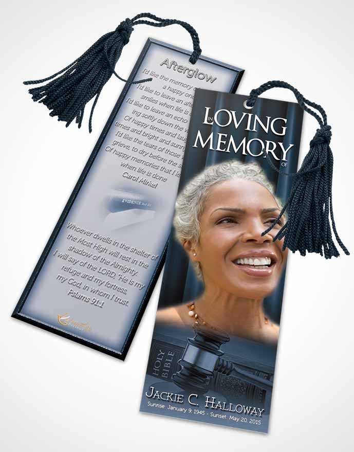 Funeral Bookmark Template Heavenly Blue Judge Justice