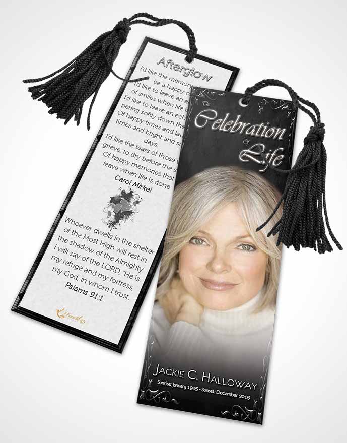 Funeral Bookmark Template Heavens Touch Black and White