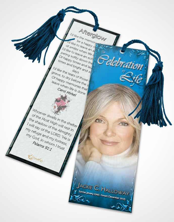 Funeral Bookmark Template Heavens Touch Coral Reef