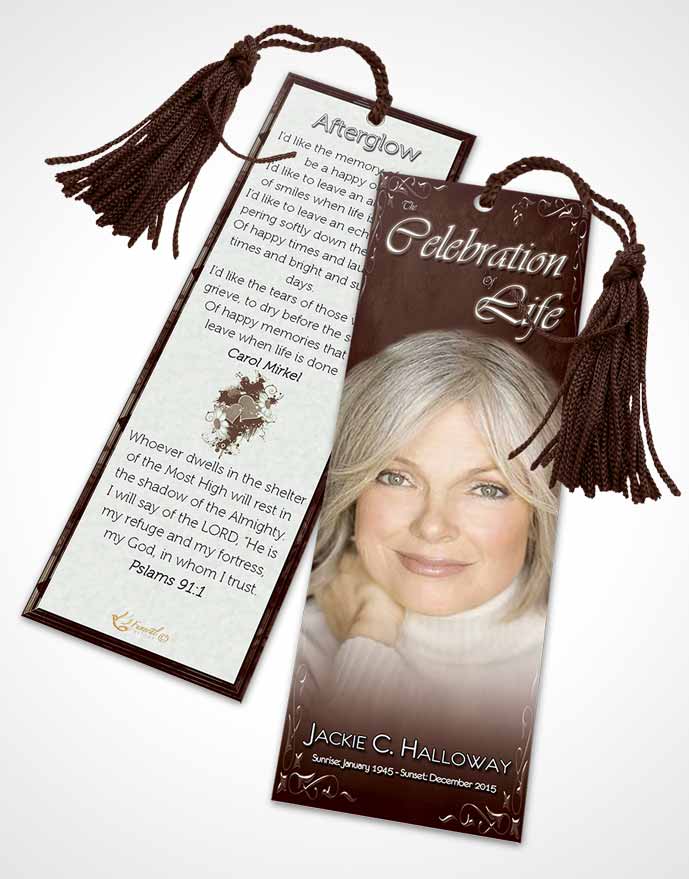 Funeral Bookmark Template Heavens Touch Dark Ruby