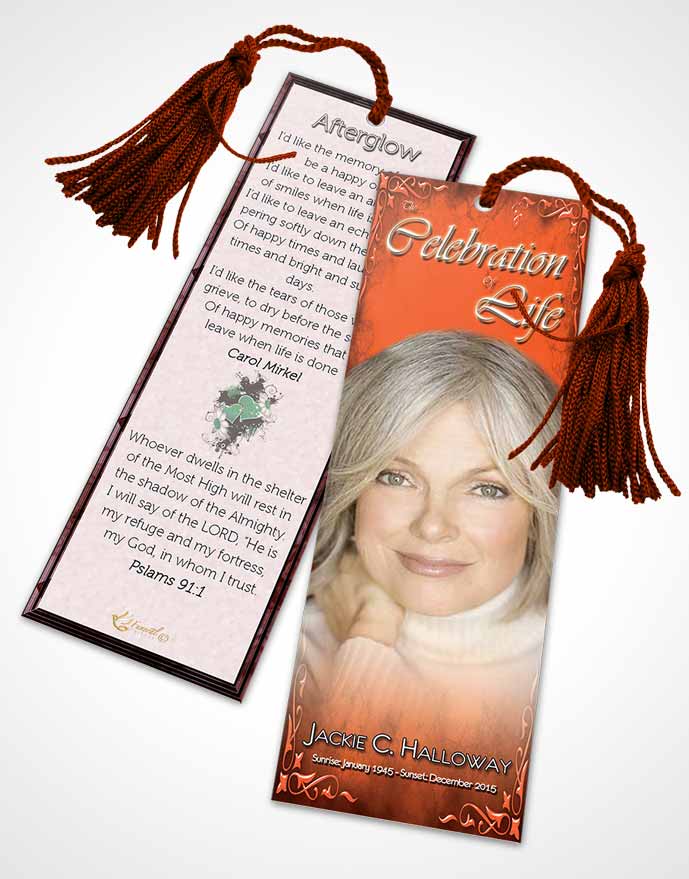 Funeral Bookmark Template Heavens Touch Peach Serenity