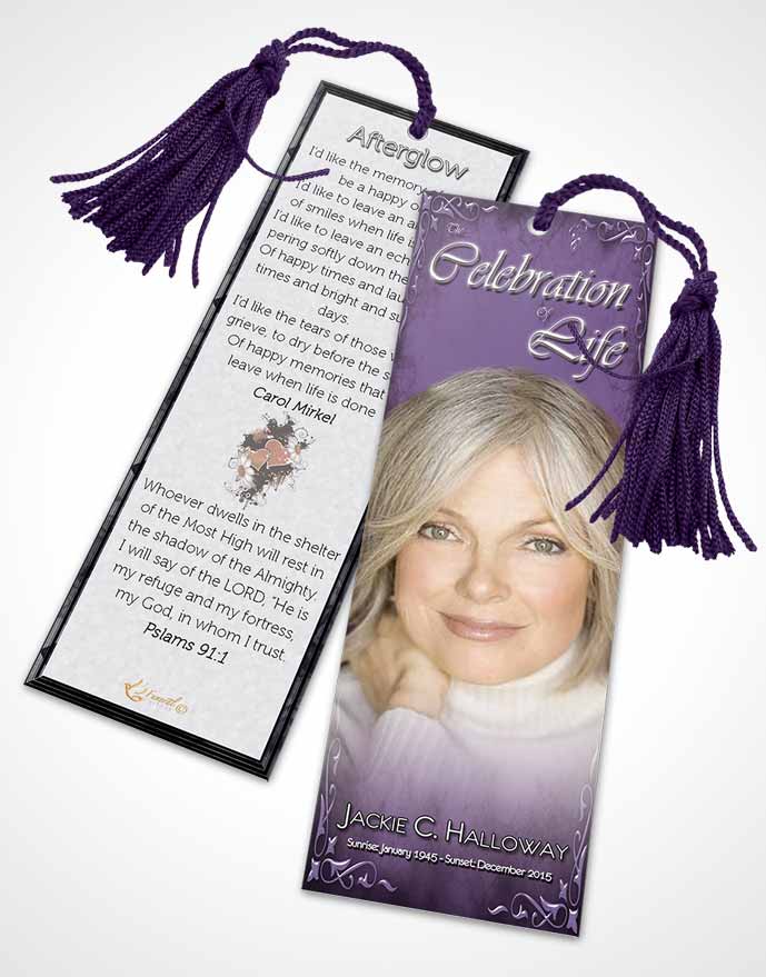 Funeral Bookmark Template Heavens Touch Soft Lavender
