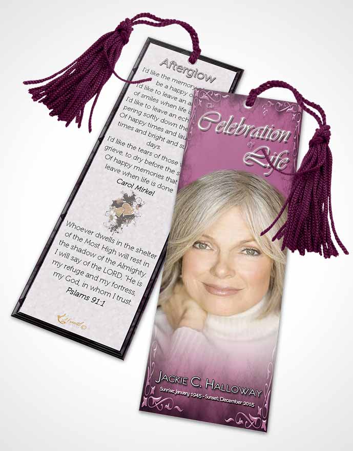 Funeral Bookmark Template Heavens Touch Soft Pink Escape