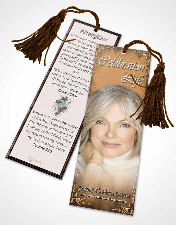 Funeral Bookmark Template Heavens Touch Soft Rustic Touch