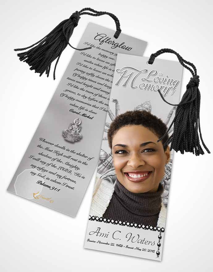 Funeral Bookmark Template Hindu Breeze Black and White