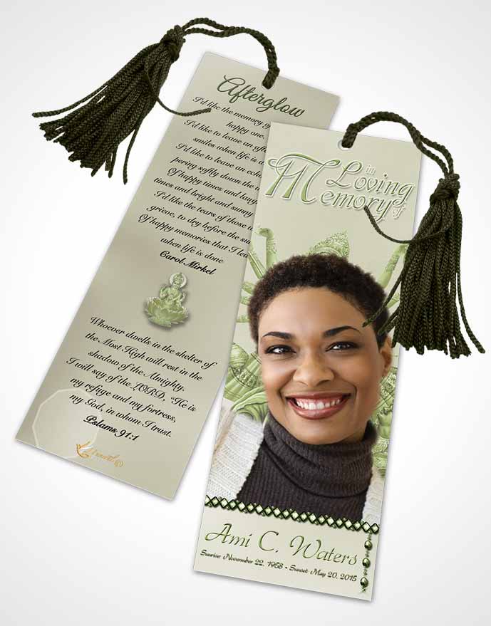 Funeral Bookmark Template Hindu Breeze Emerald Love