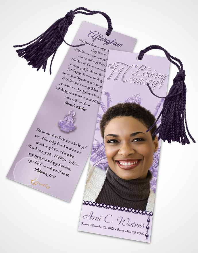 Funeral Bookmark Template Hindu Breeze Lavender Honor
