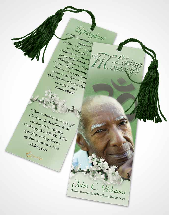 Funeral Bookmark Template Hindu Love Emerald Glow
