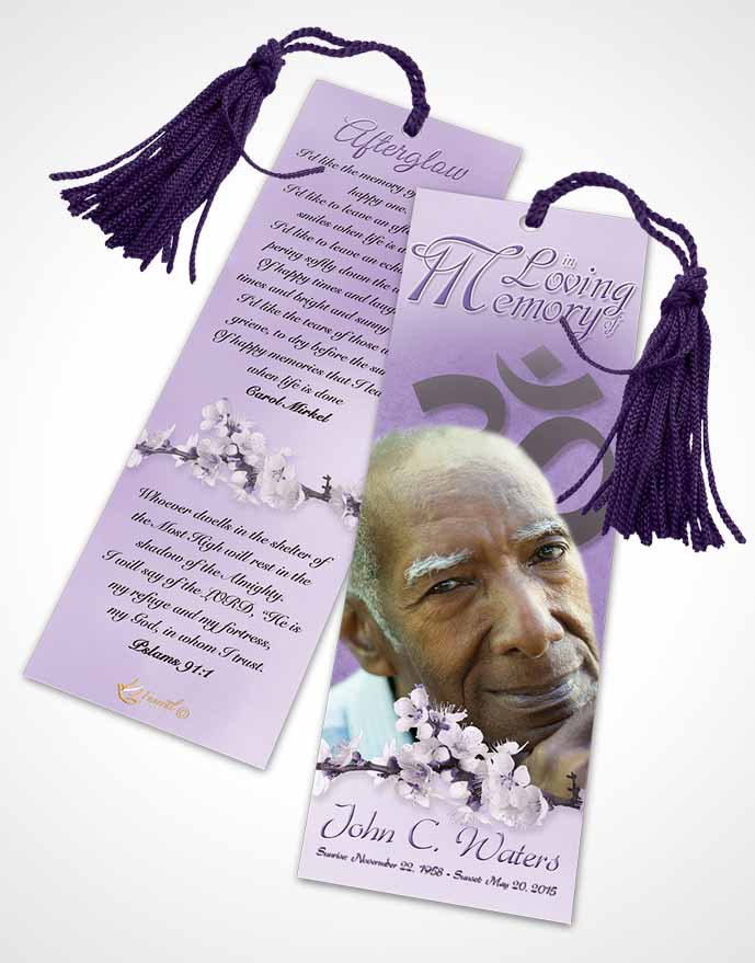 Funeral Bookmark Template Hindu Love Lavender Honor
