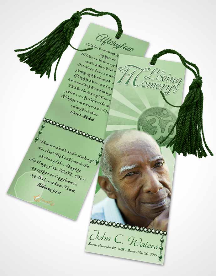 Funeral Bookmark Template Hinduism Faith Emerald Glow