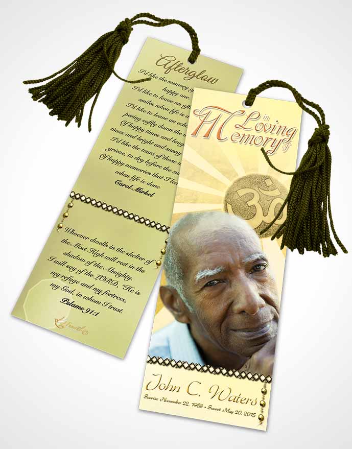 Funeral Bookmark Template Hinduism Faith Golden Love