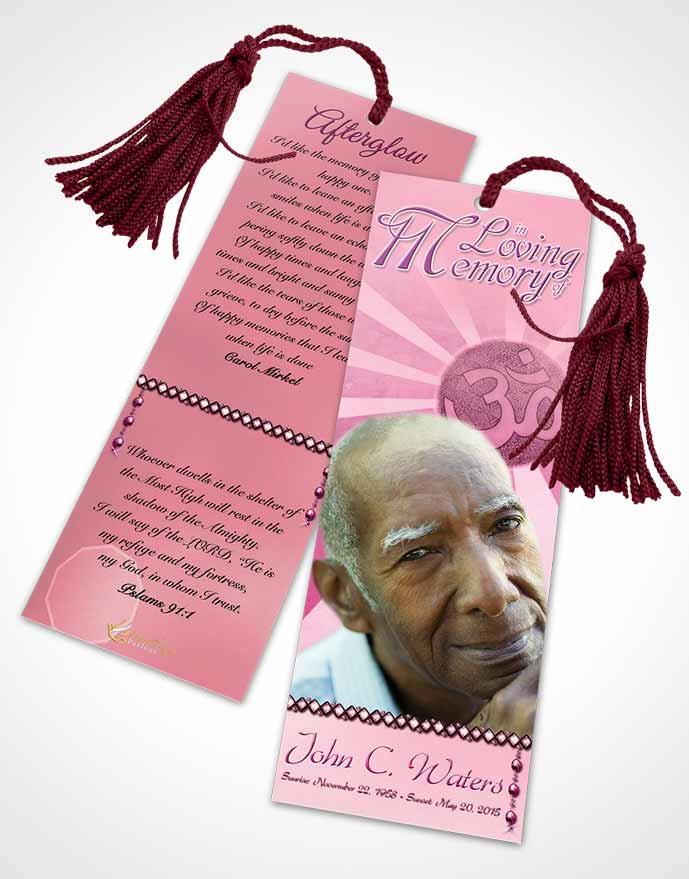Funeral Bookmark Template Hinduism Faith Pink Lust